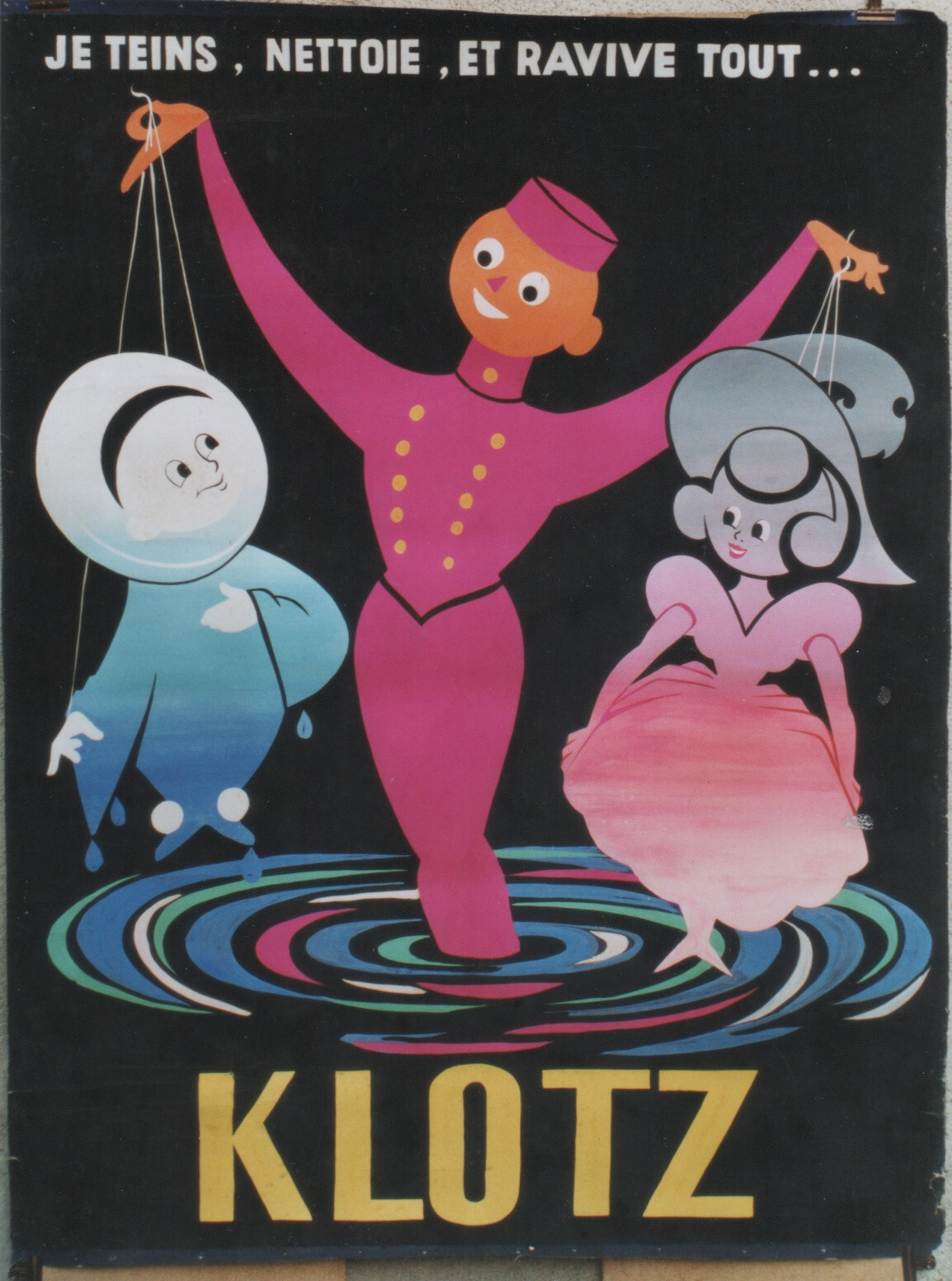 Affiche publicitaire ancienne de la teinturerie Klotz